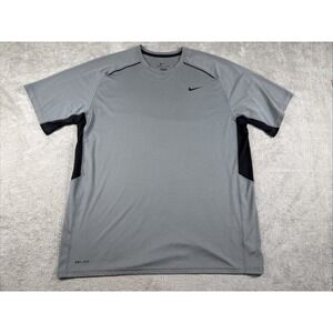 Nike Men's Dri-Fit Short Sleeve T-Shirt Light Gray w/ Black Mesh Sides Size XL